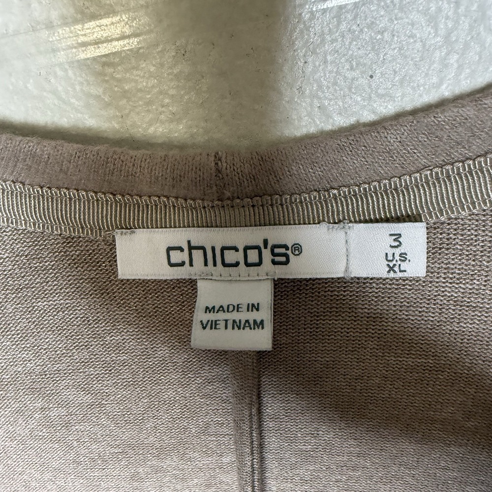 New Chicos Knit Top Cozy Tie Front Taupe Cardigan Sweater Size 3 Womens XL - Picture 4 of 12